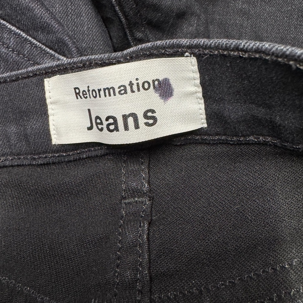 REFORMATION High & Skinny Jean Faded Black Destroyed 23 - Picture 8 of 9